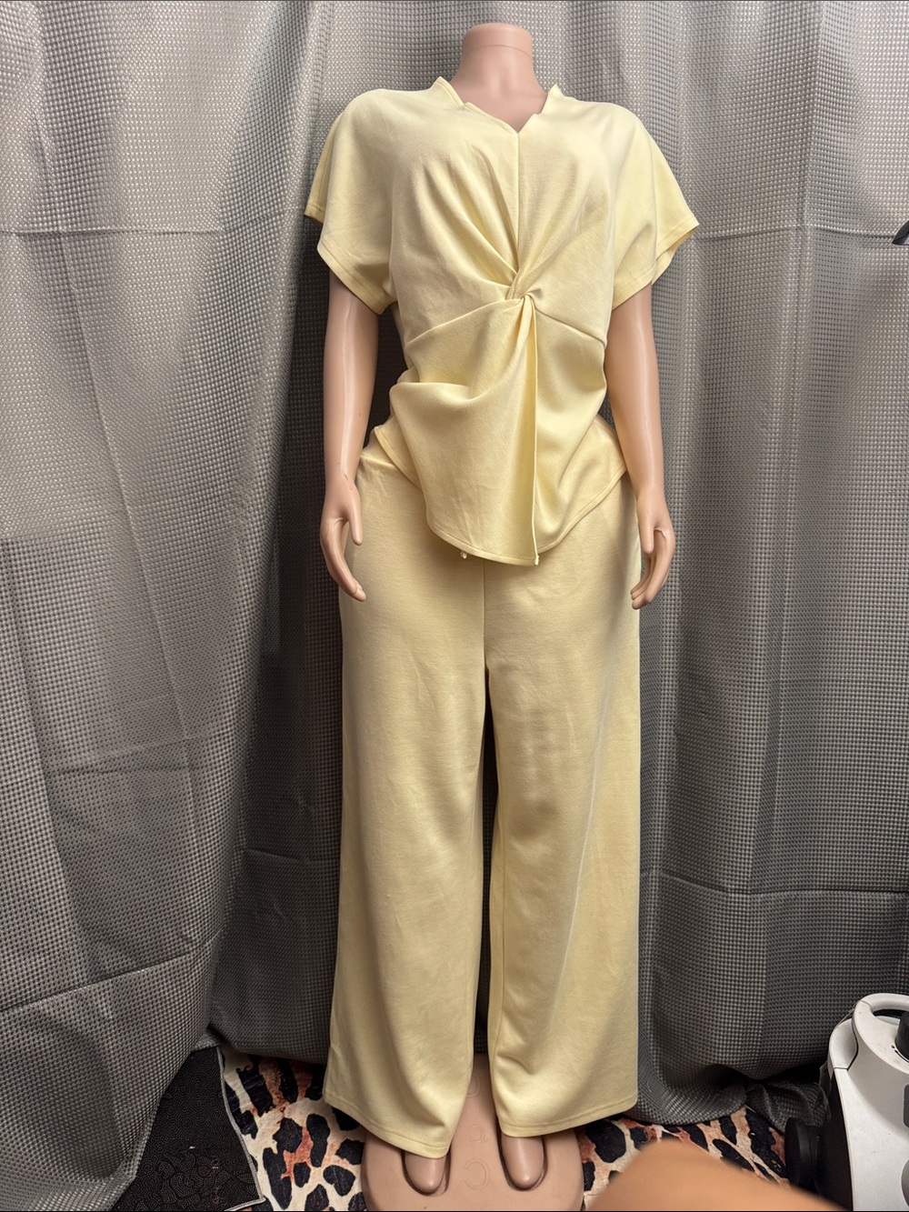 Women’s Cream Wide-Leg Jumpsuit with Twist Front